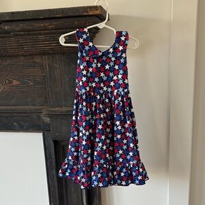 Kids Star Print Sleeveless Dress - Blue & Red